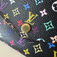 LOUIS VUITTON LV Black Murakami Multicolour Sarah Wallet Gold Hardware