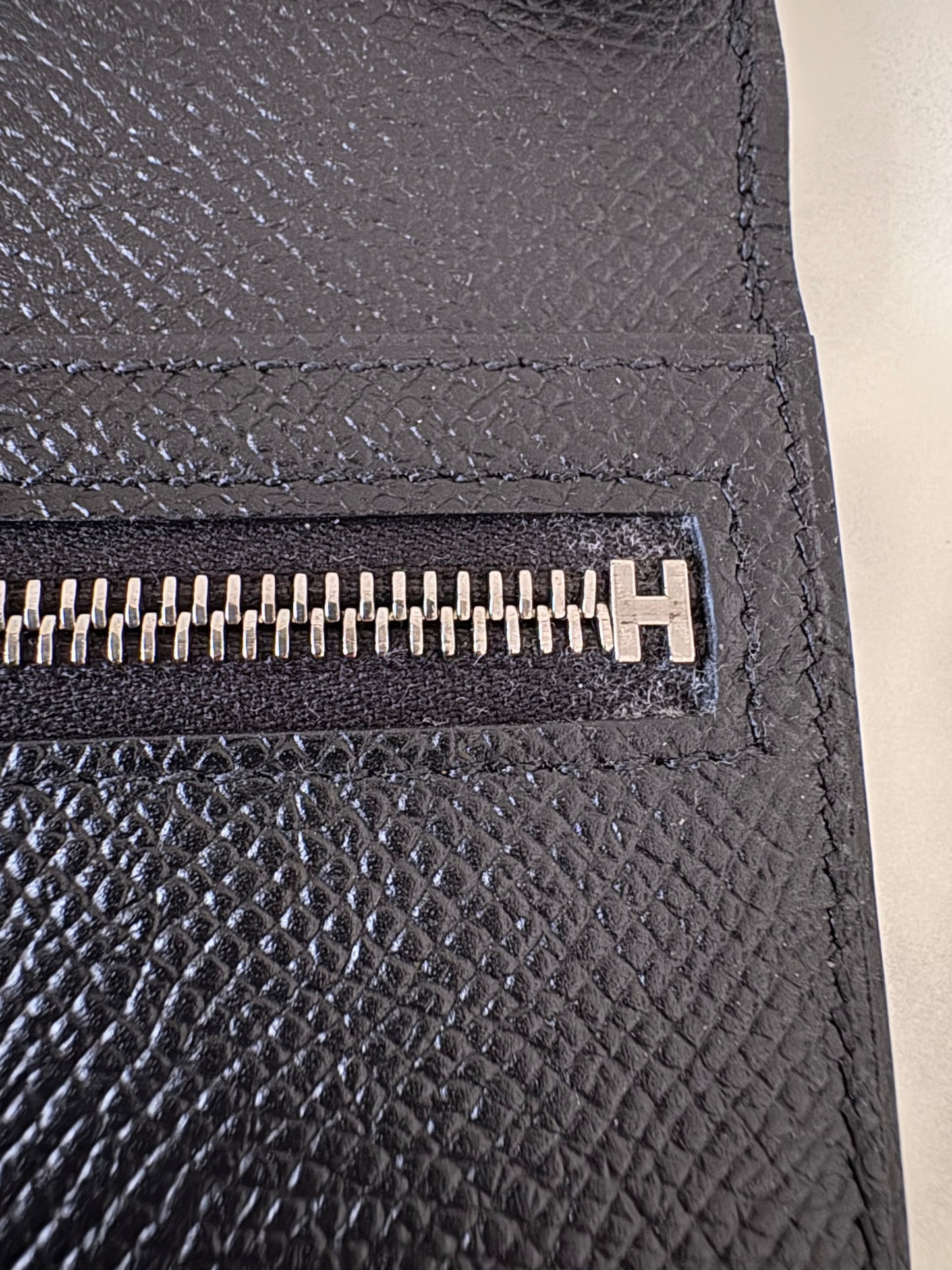 HERMES Bearn Wallet Epsom Black Noir Palladium Hardware C Stamp