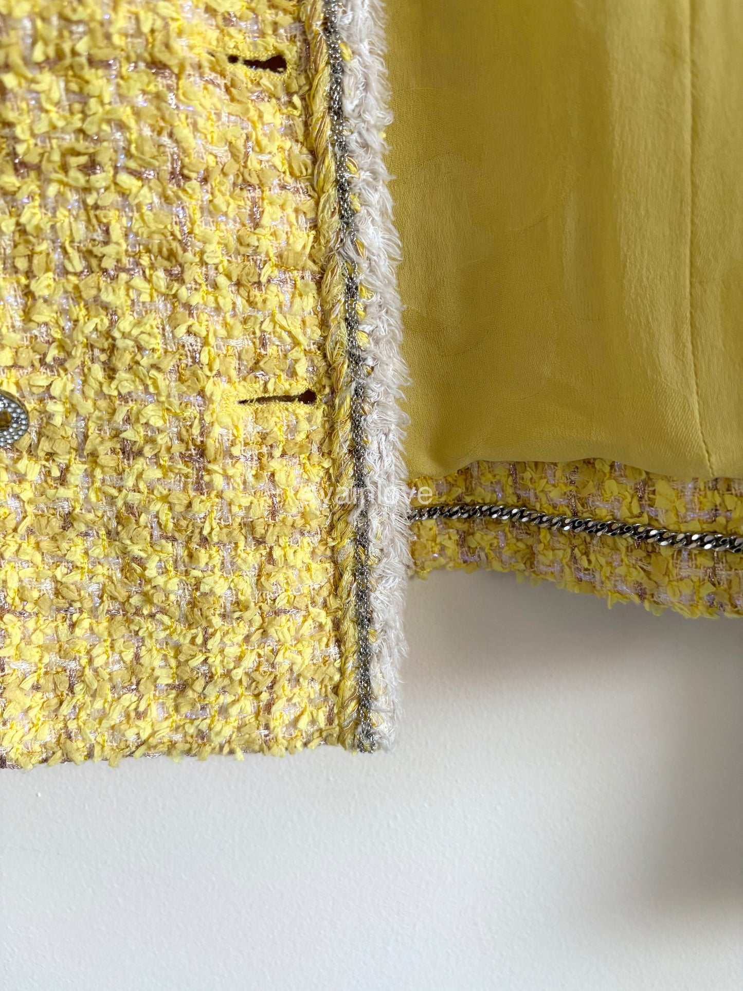 CHANEL 20P Yellow Fantasy Tweed Jacket Size 34FR