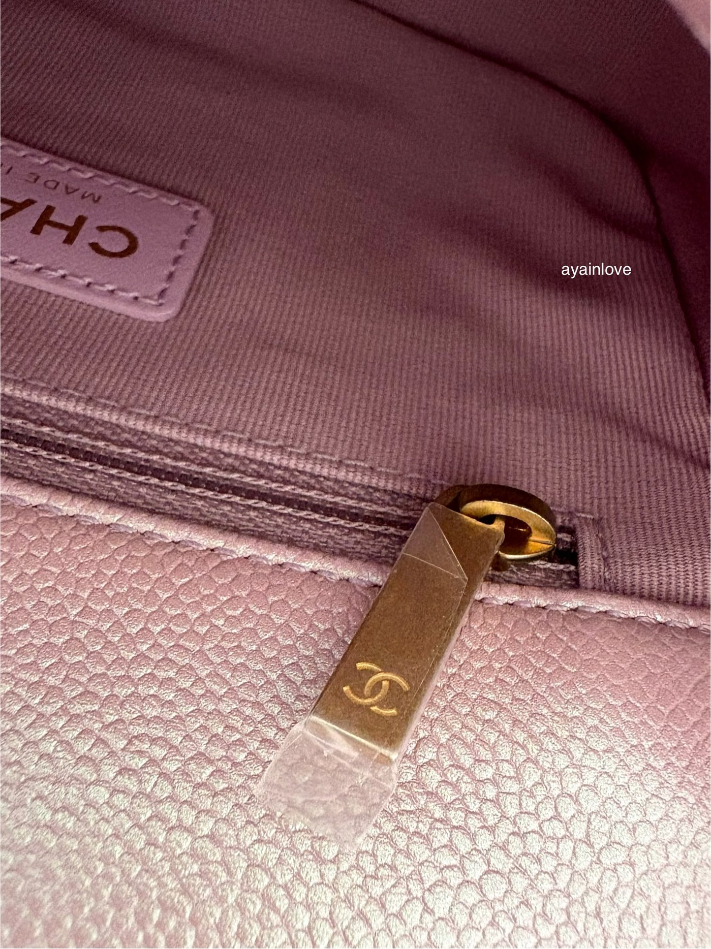 CHANEL 21K Iridescent Pink Caviar My Perfect Square Mini Flap Bag Gold Hardware