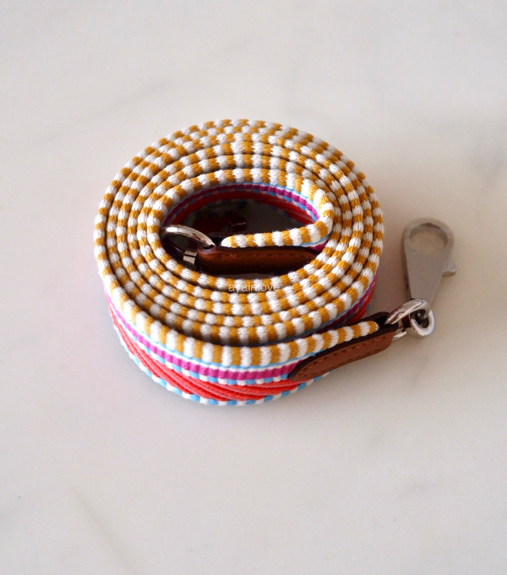 HERMES Multicolour 25 mm Pink Blue Yellow Strap 105 cm Palladium Hardware