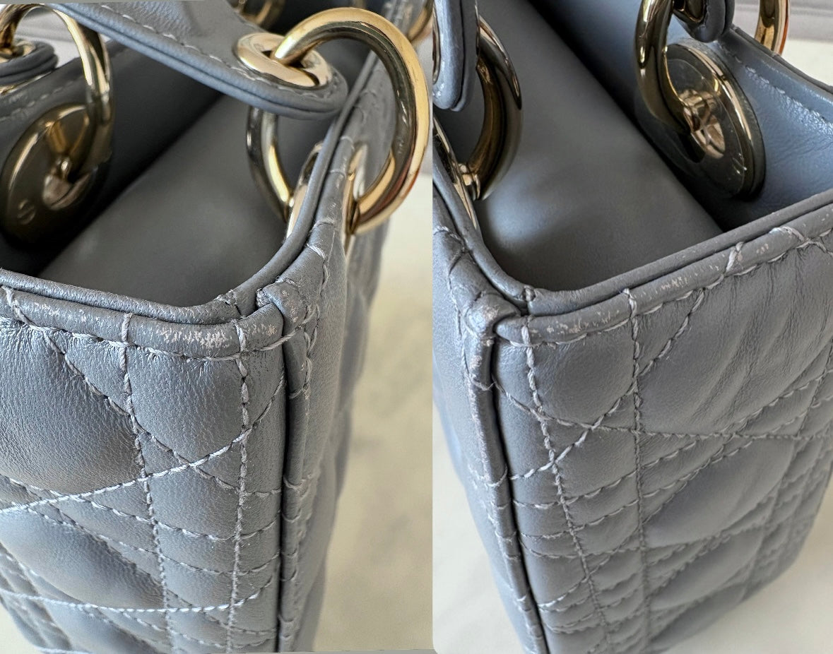 DIOR Small Lady Dior Grey Cannage Lambskin My ABCDior Bag