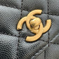 CHANEL Black Caviar Coco Chain Leather Handle Mini 19cm *Microchipped* Brushed Gold Hardware