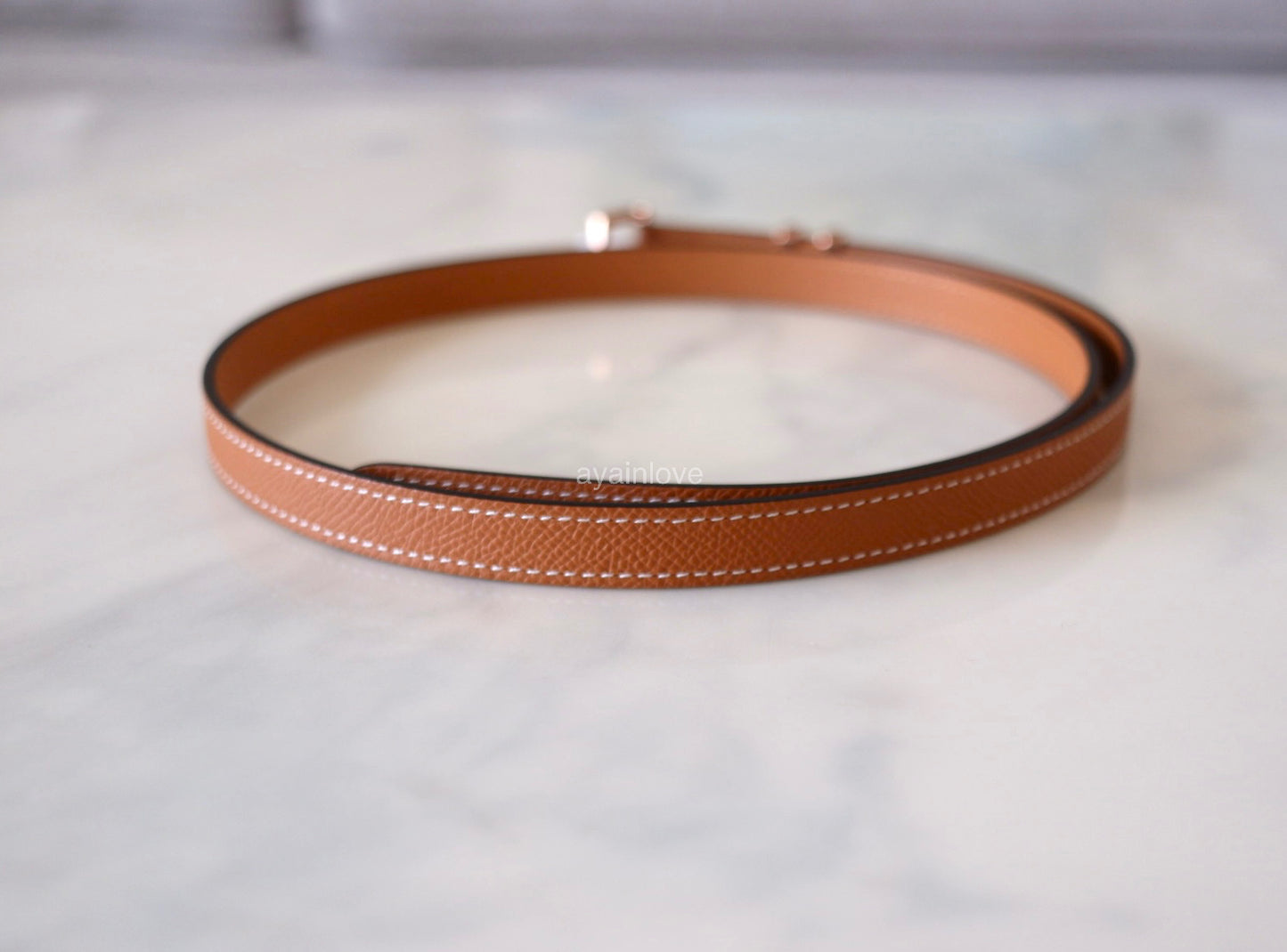 HERMES Pop H 15 Belt Gold Epsom Size 80 Rose Gold Hardware B Stamp