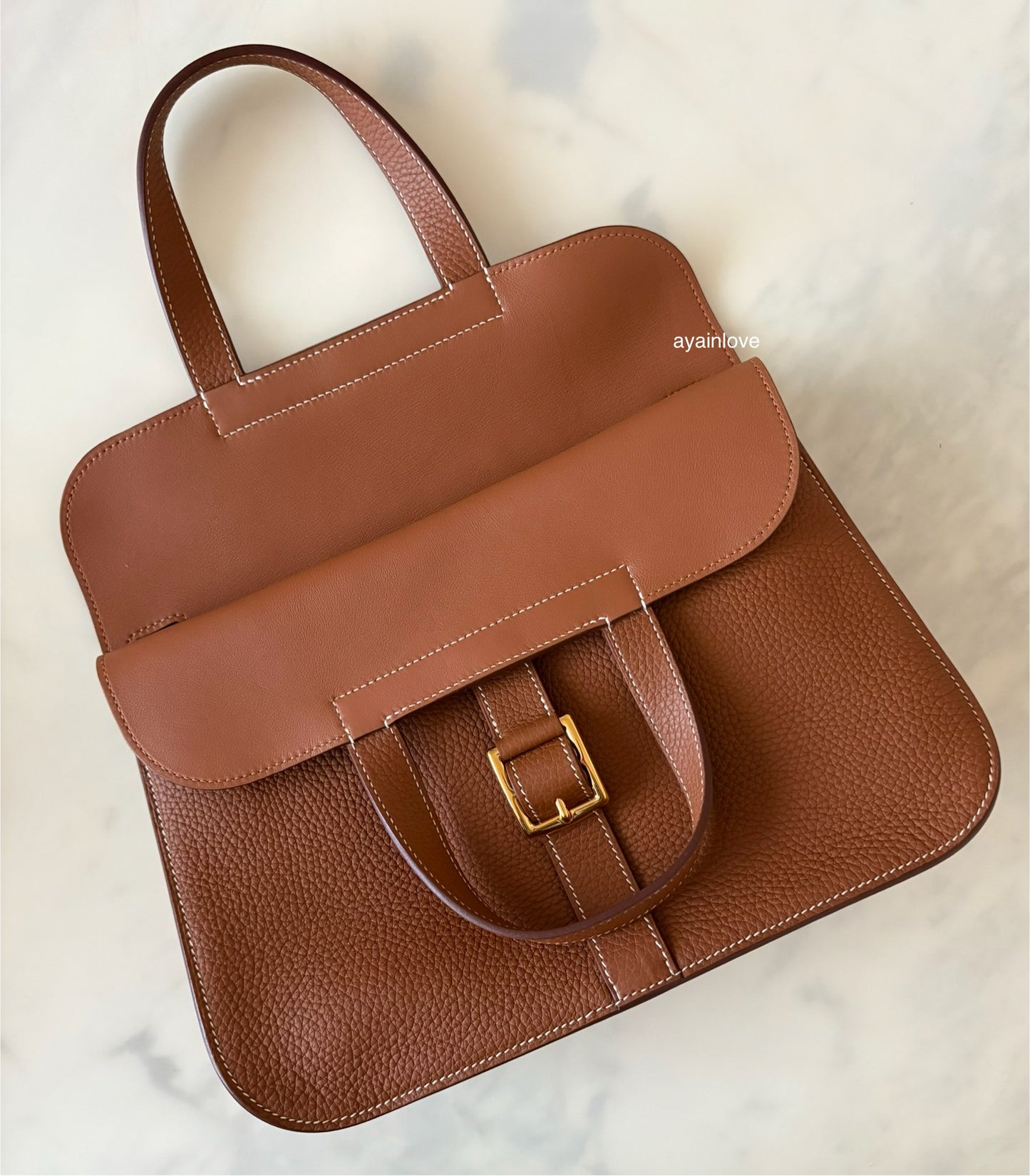 HERMES Halzan 31 Gold Clemence Gold Hardware D Stamp