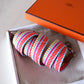HERMES Multicolour 25 mm Pink Blue Yellow Strap 105 cm Palladium Hardware