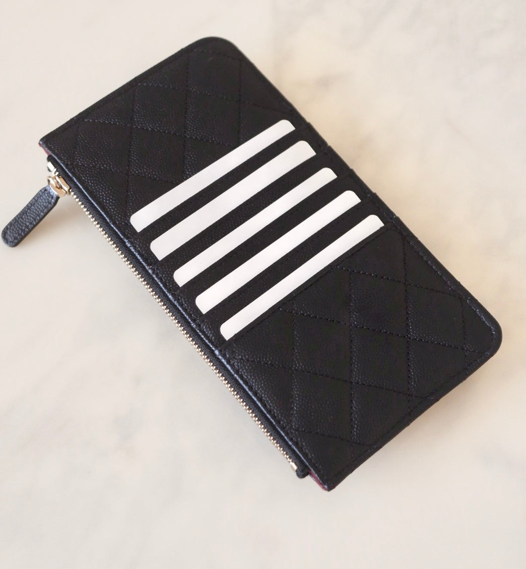 CHANEL Classic Black Caviar Phone Pouch Card Holder Gold Hardware