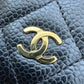 CHANEL Black Caviar Microchipped Classic Wallet On Chain Gold Hardware