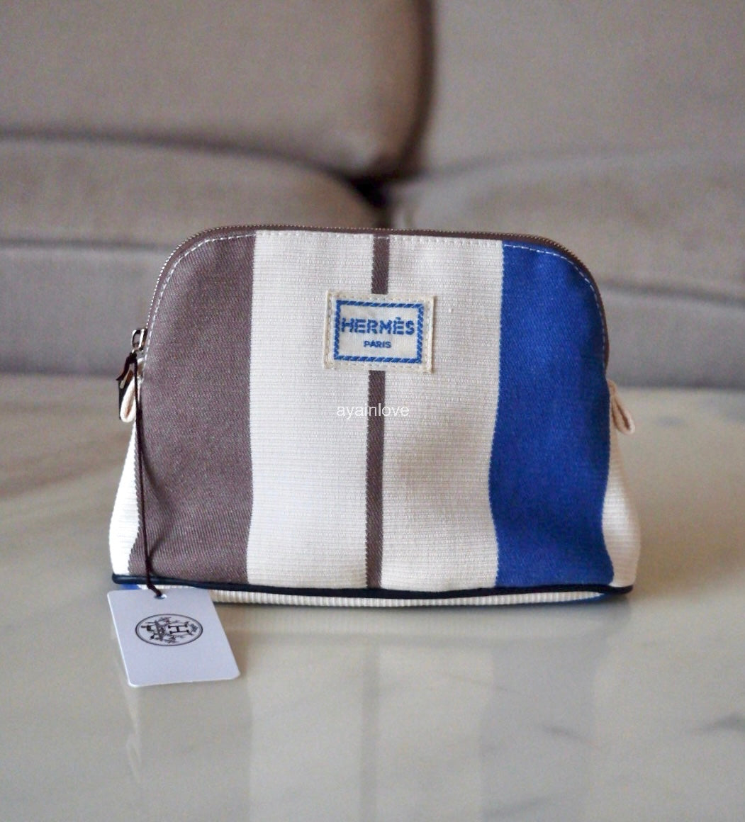 HERMES Bolide Mini Pouch Rocabar Blue Etoupe