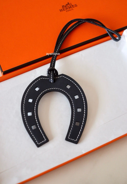 HERMES Black Horseshoe Bag Charm