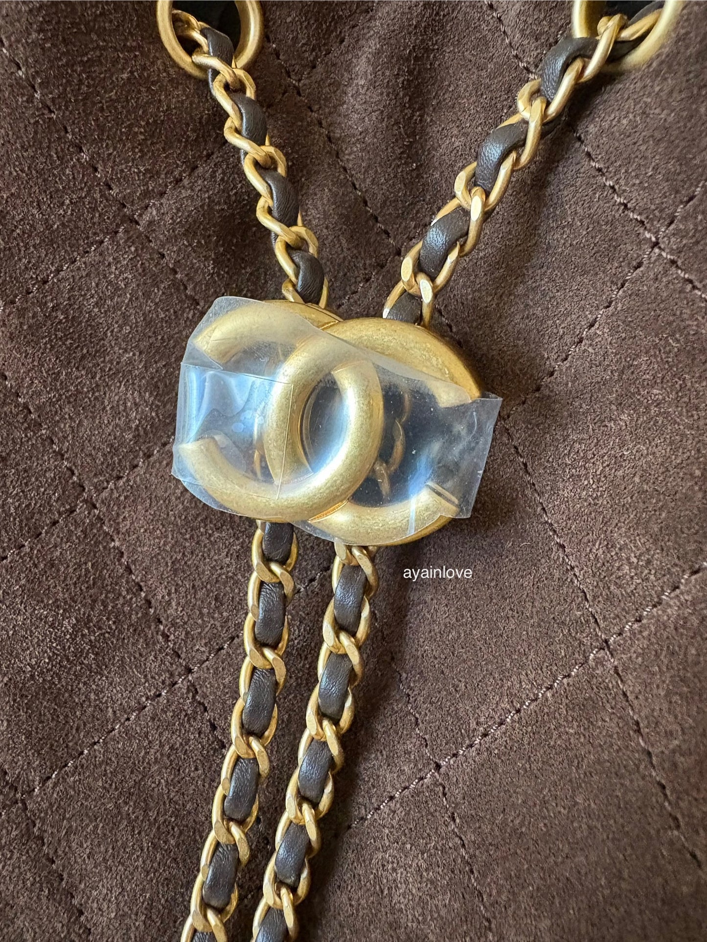 CHANEL 26C Dark Brown Suede Calfskin Medium 25 Bag Gold Hardware