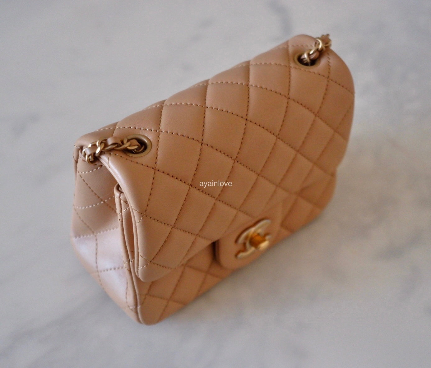 CHANEL Beige Lamb Skin Pearl Crush Square Mini Flap Bag Microchipped G –  AYAINLOVE CURATED LUXURIES