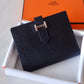 HERMES Bearn Compact Wallet Epsom Black Noir Palladium Hardware C Stamp