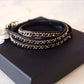 CHANEL 22B Black Interlaced Chain Leather Belt Size 90 Gold Hardware