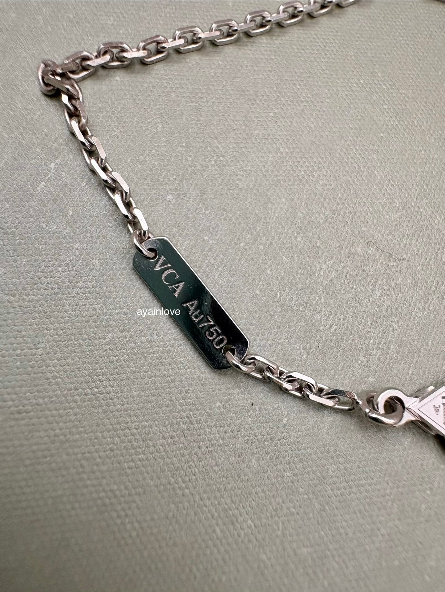 Van Cleef Arpels VCA White Mother of Pearl Magic Alhambra Pendant Necklace 18KT White Gold