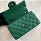 CHANEL Green Caviar Classic Quilted Rectangular Mini Flap Bag Ruthenium Hardware