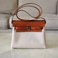 HERMES Herbag Mini Zip 20 Vache Hunter Ecru Beige/Fauve Palladium Hardware W Stamp