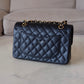 CHANEL Black Caviar Quilted Small Classic Flap Bag Gold Hardware