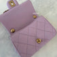 CHANEL 24S Pink Lambskin Twin Pearls Quilted Mini Flap Bag Adjustable Gold Hardware