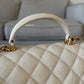 CHANEL 21S Light Beige Caviar Top Handle Rectangular Mini Bag Gold Hardware