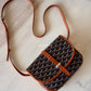 GOYARD Belvedere PM Goyardline Canvas/Calfskin Tan Black Messenger Bag Silver Hardware