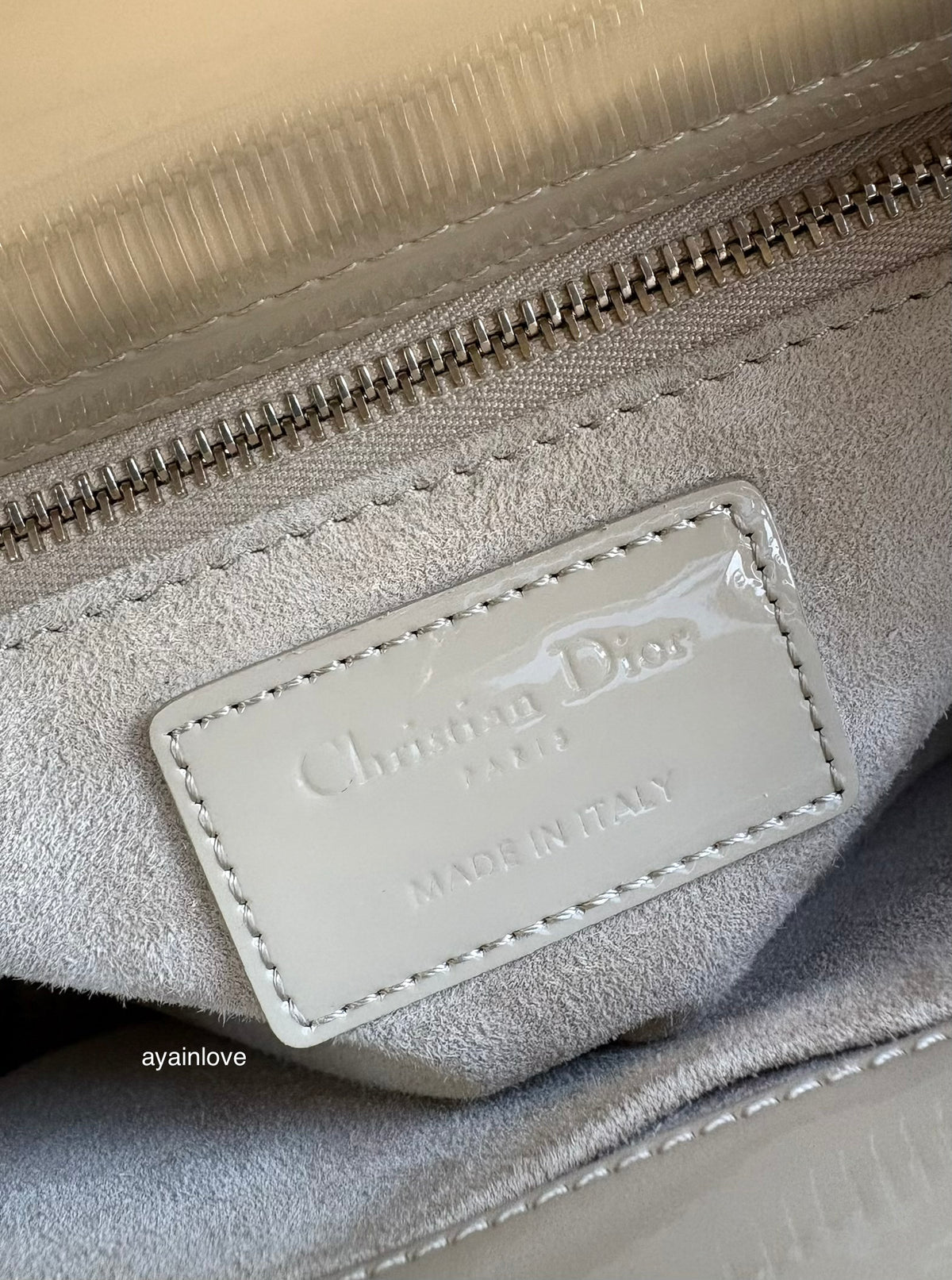 DIOR Small Lady Dior Beige Patent Cannage Calf Skin Bag