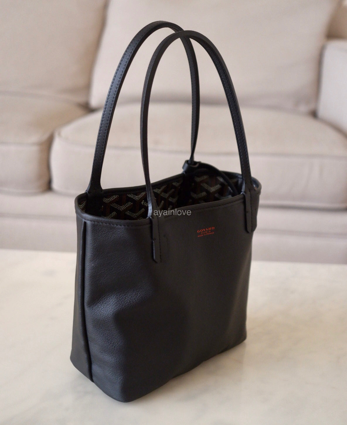 GOYARD Anjou Mini Goyardline Canvas/Calfskin Reversible Tote Bag