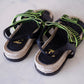 CHANEL Dad Sandals Black Green Houndstooth CC Gold Hardware Size 41