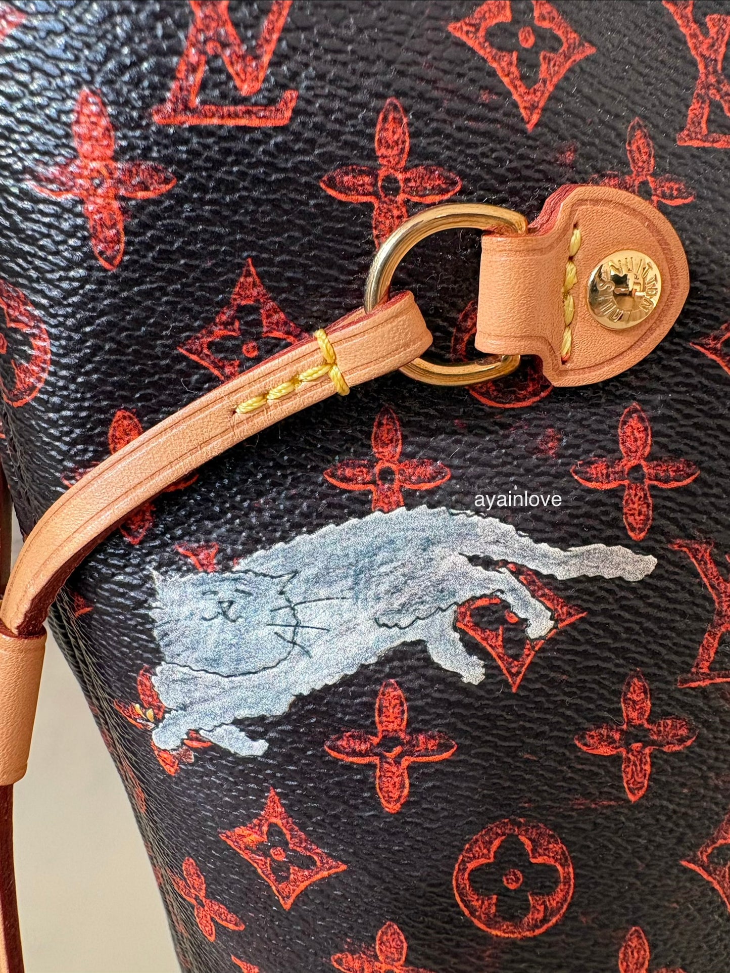LOUIS VUITTON LV Limited Edition Grace Coddington Catogram Canvas Neverfull MM