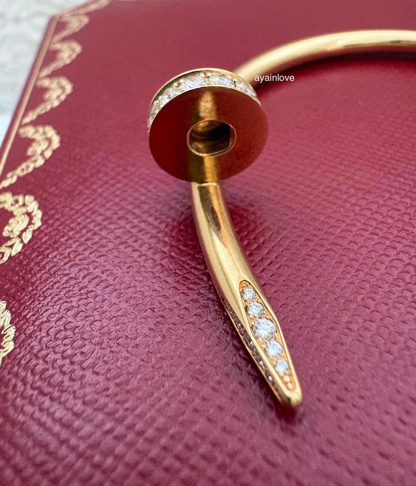 CARTIER 18KT Yellow Gold Full Size Classic JUC Juste Un Clou Diamonds Bracelet Size 17