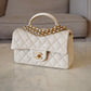 CHANEL 21S Light Beige Caviar Top Handle Rectangular Mini Bag Gold Hardware
