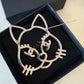 CHANEL 16K Cat Choupette Crystal Large Brooch