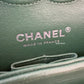 CHANEL Dark Green Lambskin Medium/Large Classic Flap Silver Hardware