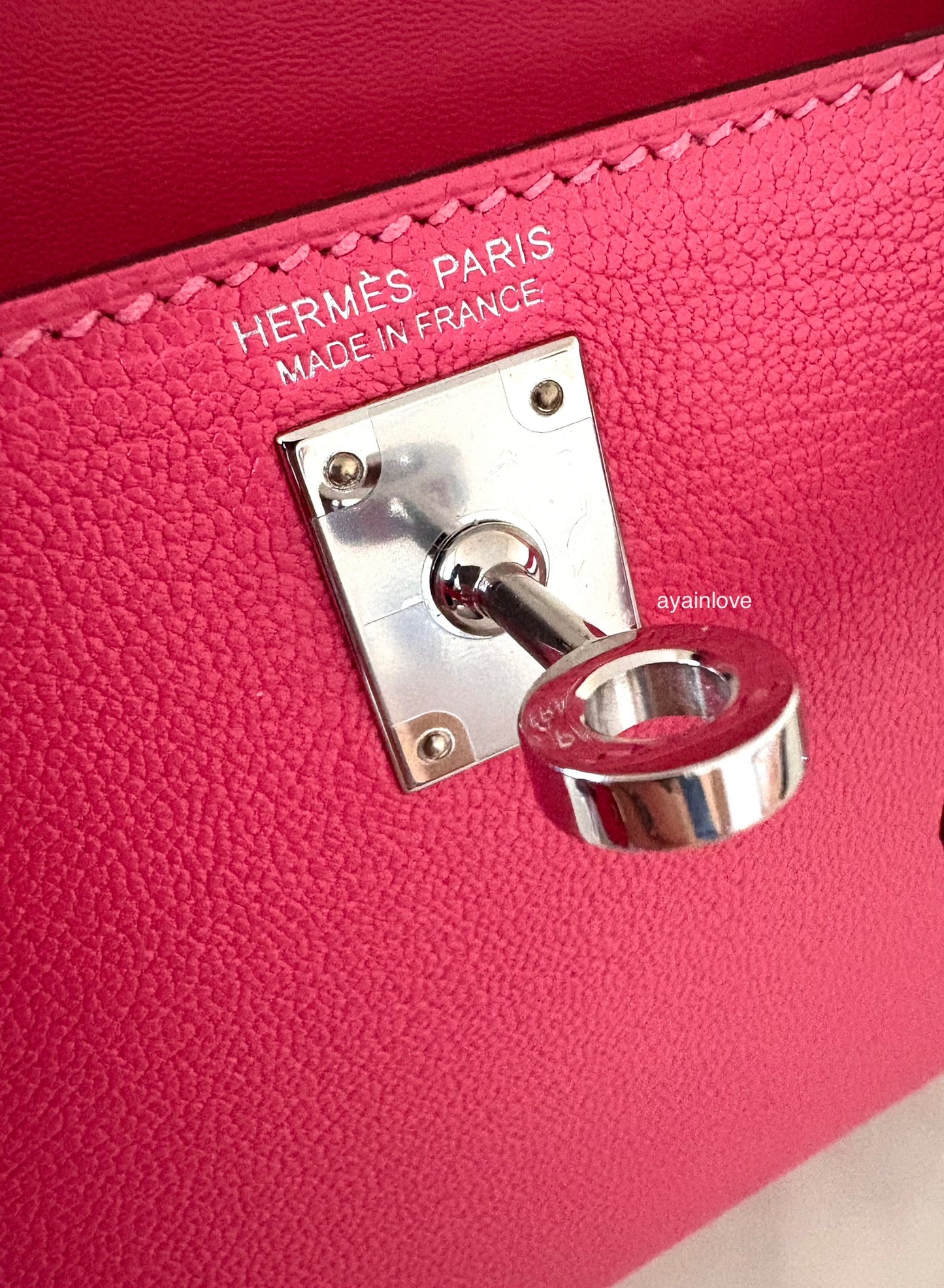 HERMES Mini Kelly 20 Pink Rose Lipstick Chèvre Mysore Palladium Hardware D Stamp