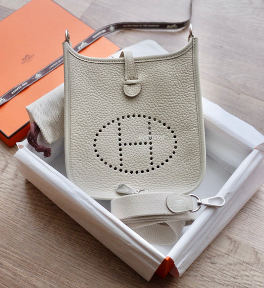 HERMES Mini Evelyne TPM 16 Amazone Beton Clemence Palladium Hardware B Stamp