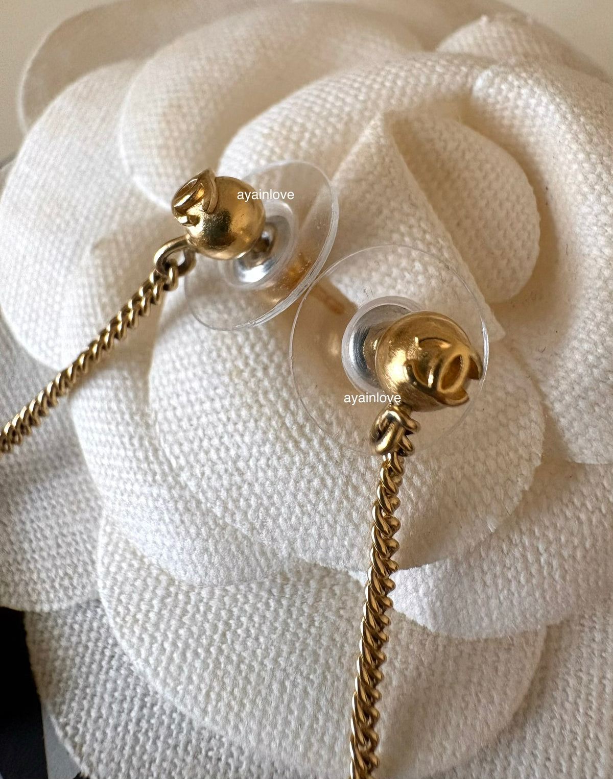 CHANEL Baroque Large CC Dangle Stud Earrings Gold Hardware