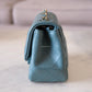 CHANEL 2022 Turquoise Blue Lambskin Microchipped Quilted Square Mini Flap Bag Light Gold Hardware