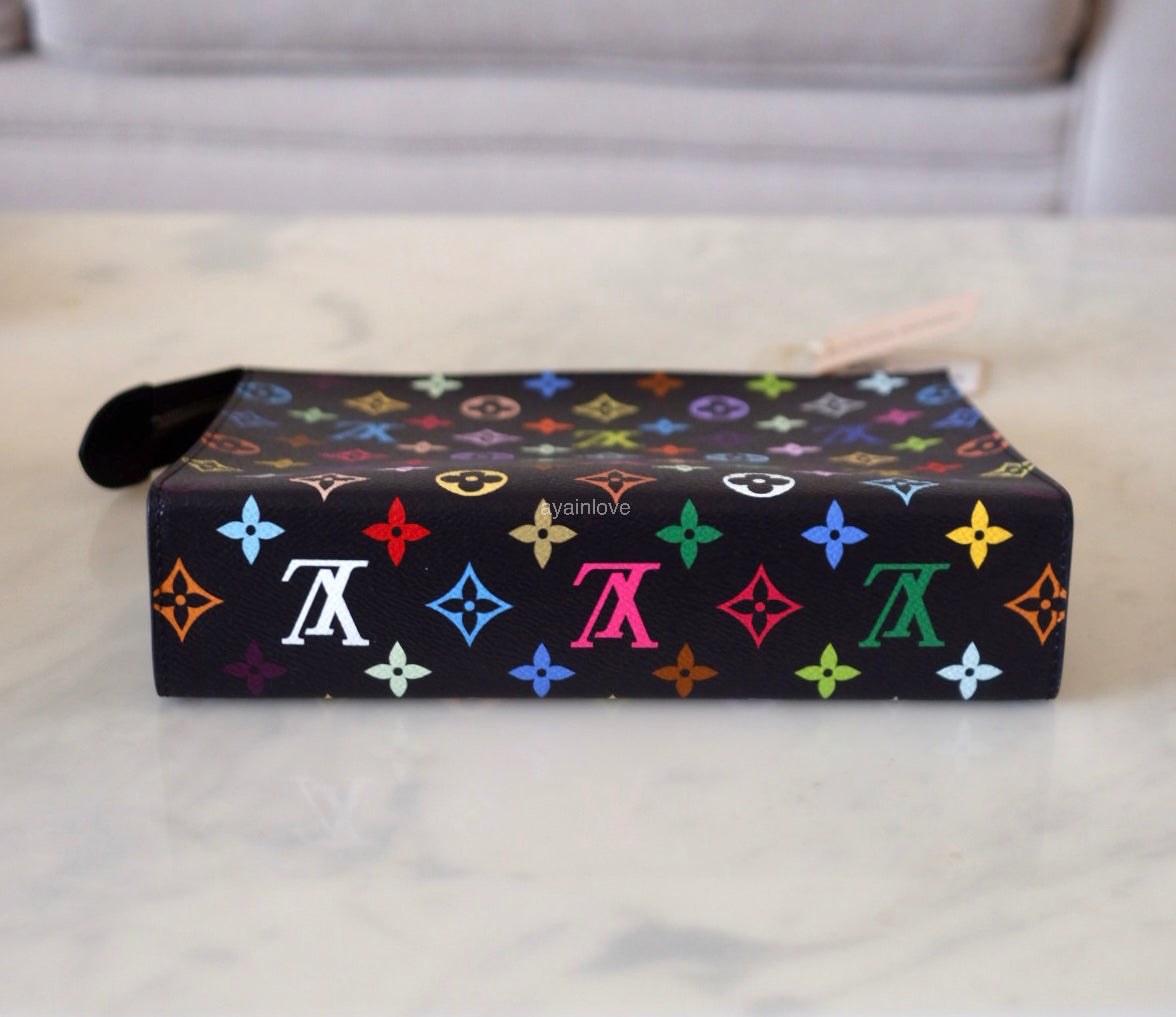 LOUIS VUITTON LV x TM Black Multicolour Rainbow Murakami Toiletry 26 Pouch