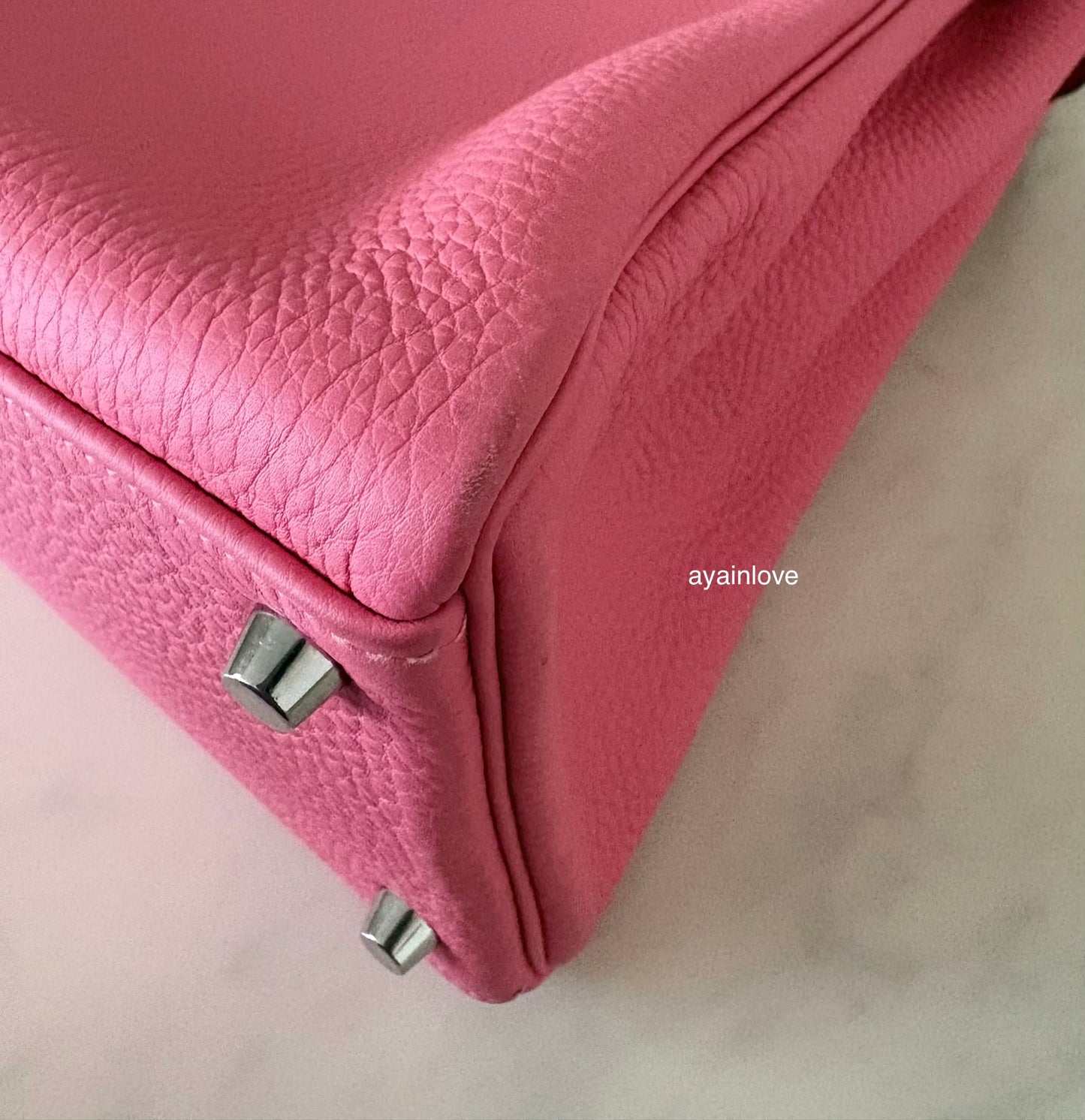 HERMES Kelly 35 Pink Rose Lipstick Togo Palladium Hardware Q Square Stamp