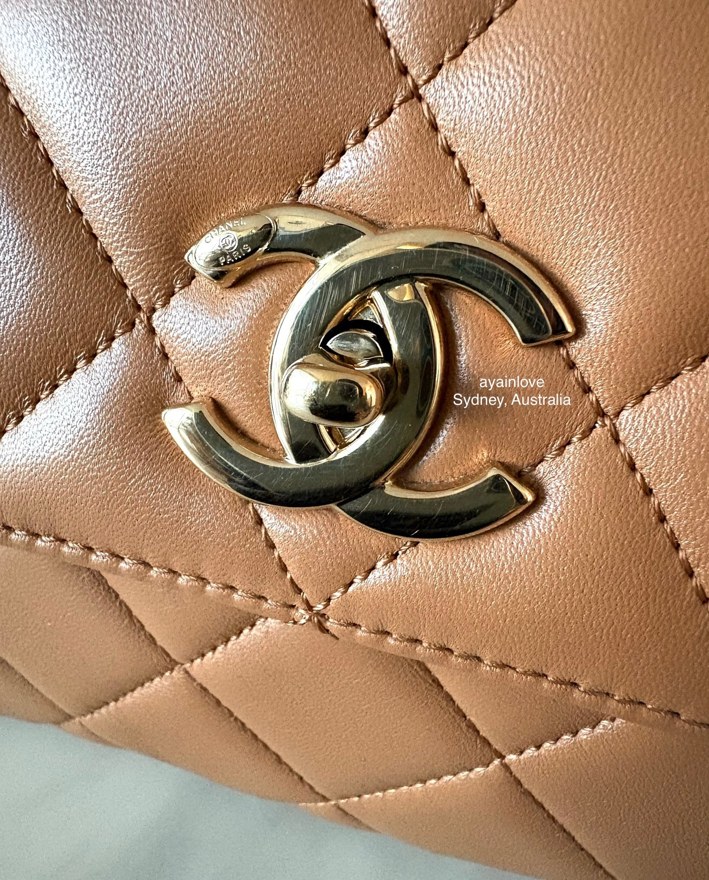 CHANEL Dark Beige Small Trendy Flap Bag Light Gold Hardware