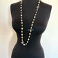CHANEL 18V Classic Pearl CC Long Necklace Silver Hardware
