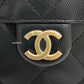 CHANEL 25 Mini Black Caviar Microchipped Bag Gold Hardware