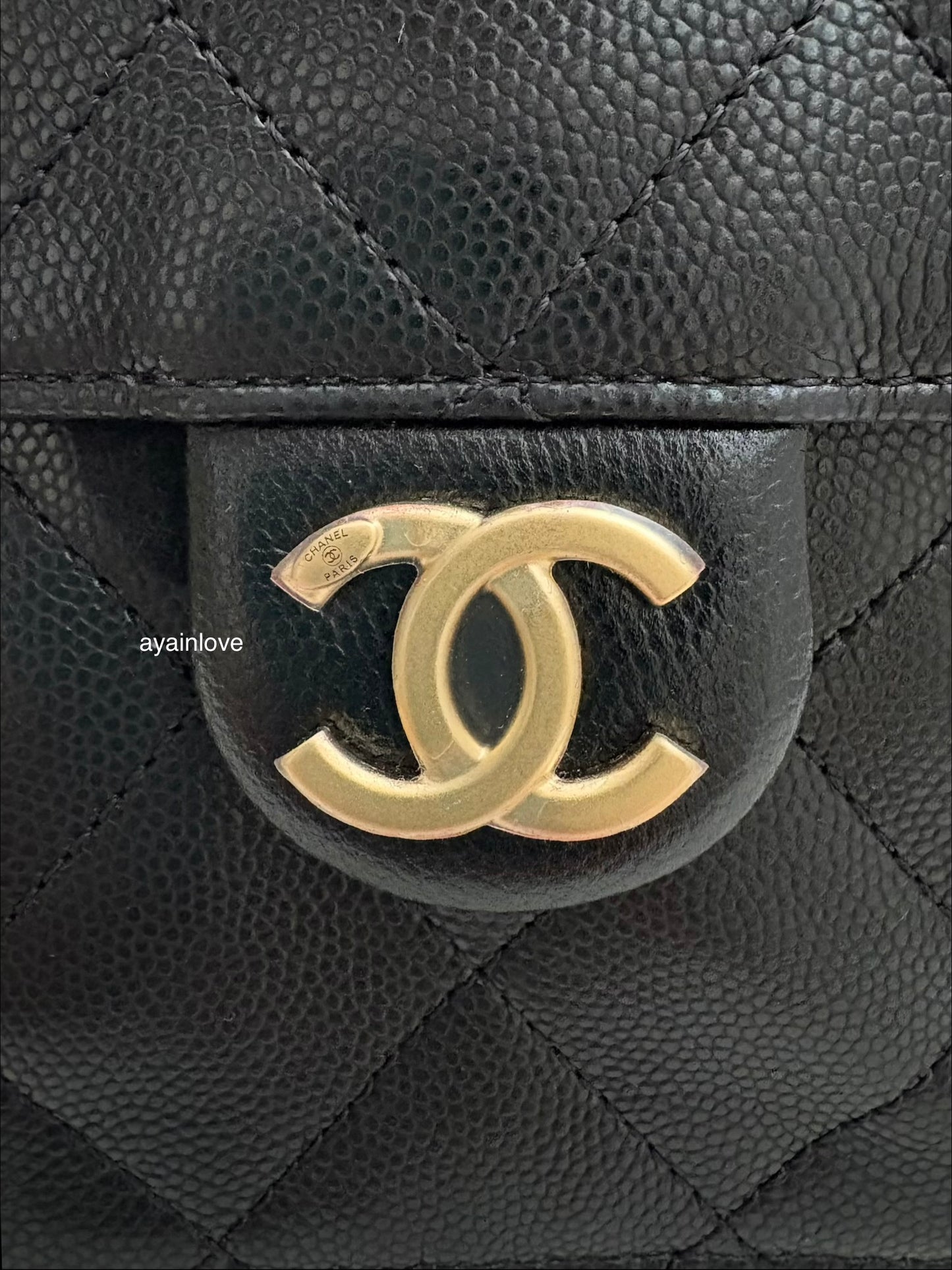CHANEL 25 Mini Black Caviar Microchipped Bag Gold Hardware