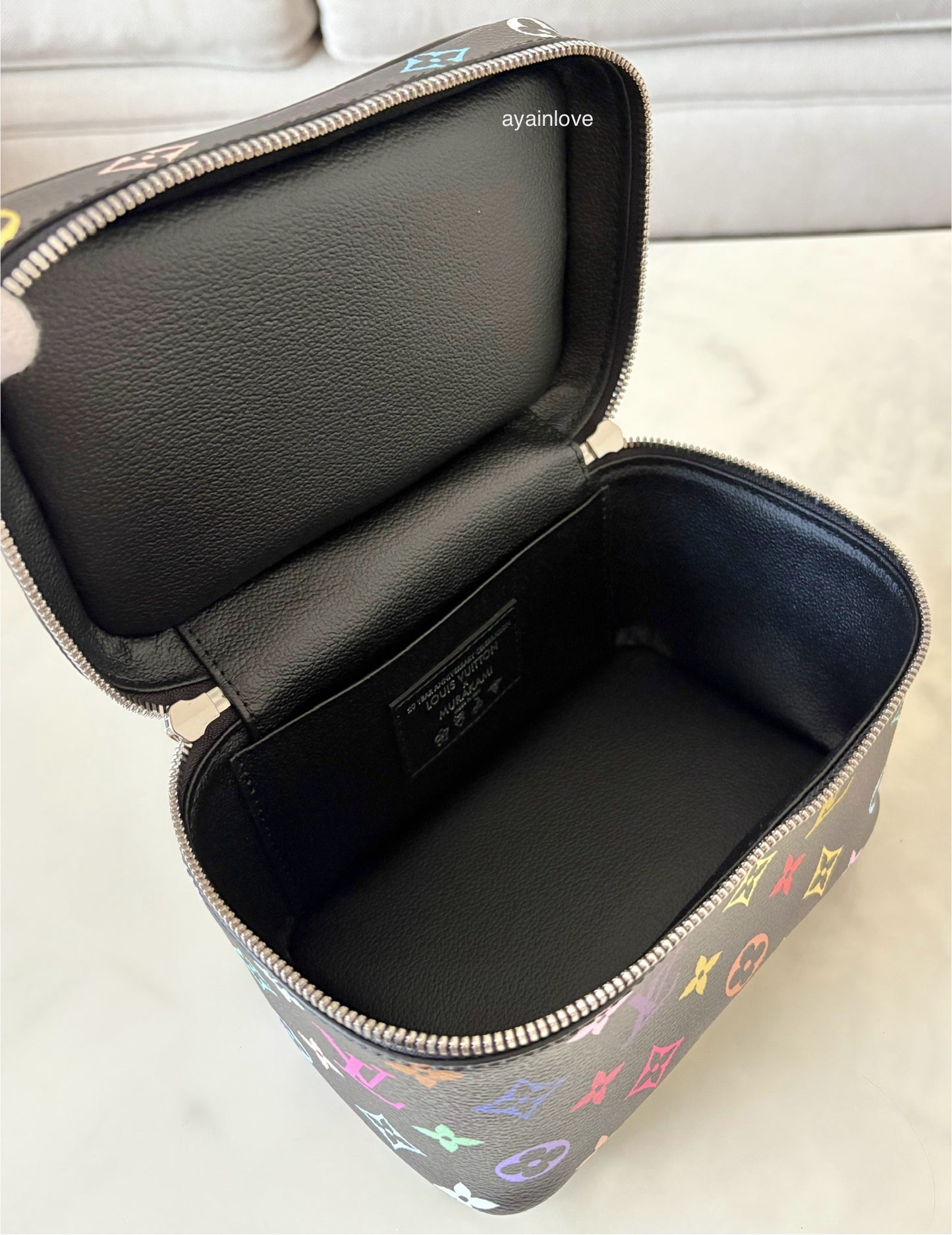 LOUIS VUITTON LV x TM Black Multicolour Murakami Rainbow Nice Mini Bag