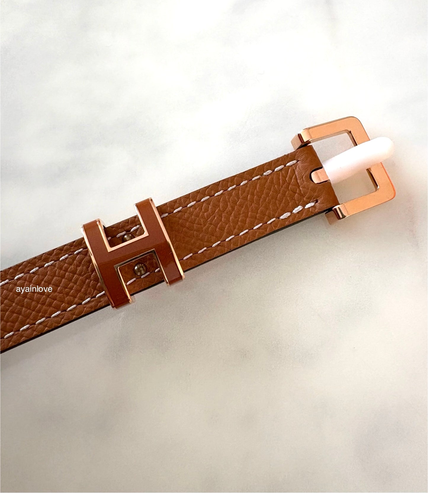 HERMES Pop H 15 Belt Gold Epsom Size 80 Rose Gold Hardware B Stamp