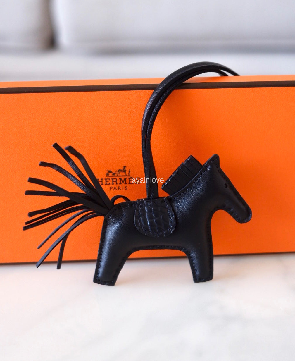HERMES Rodeo PM Alligator Touch So Black  Bag Charm