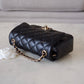 CHANEL 24K Black Lambskin Classic Rectangular Extra Mini 18cm Flap Light Gold Hardware