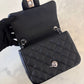 CHANEL 17B Black Caviar (Burgundy Interior) Quilted Square Mini Flap Bag Silver Hardware