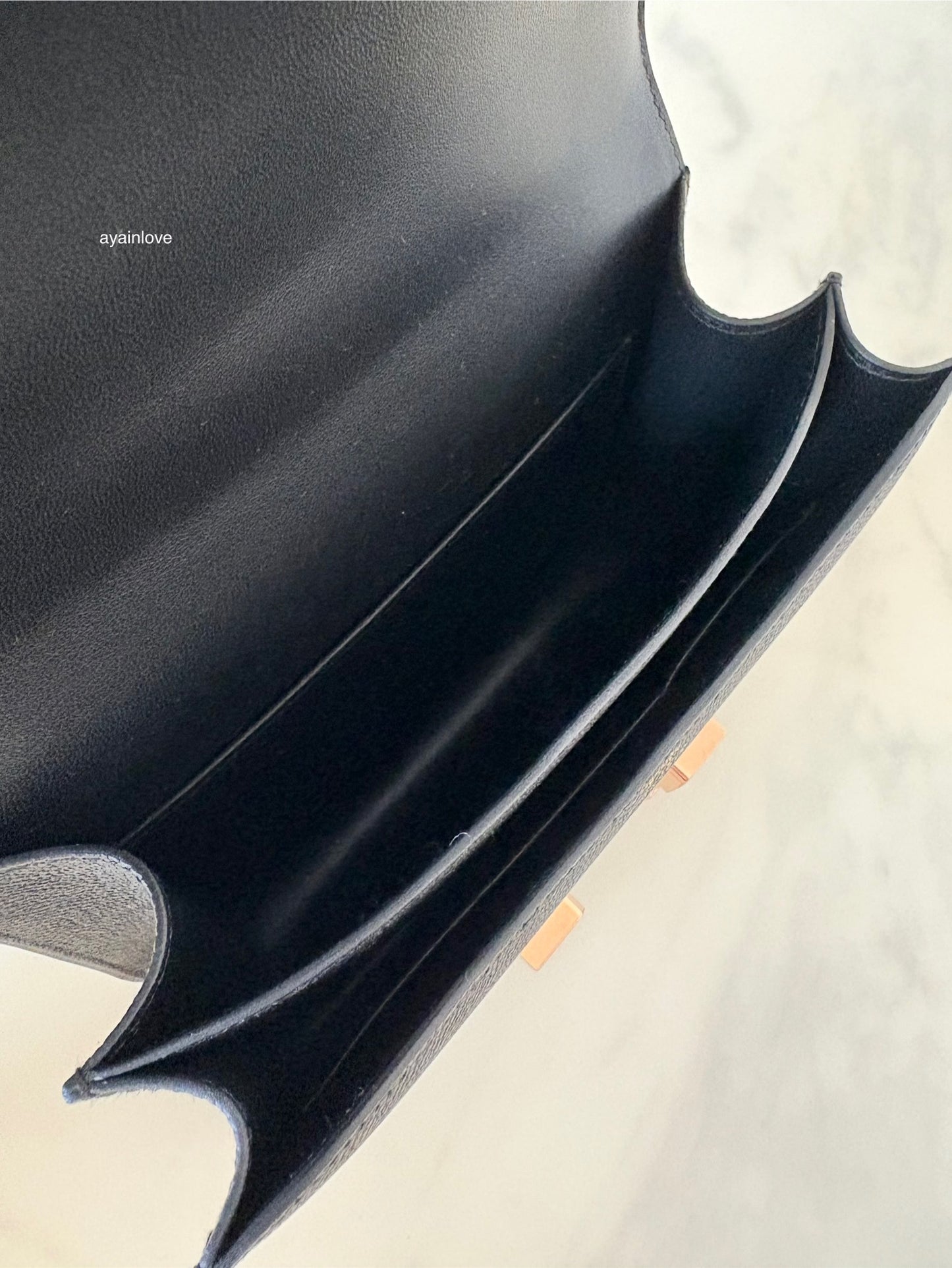 HERMES Constance Mini 18 Noir Black Epsom Rose Gold Hardware W Stamp