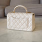 CHANEL 21S Light Beige Caviar Top Handle Rectangular Mini Bag Gold Hardware
